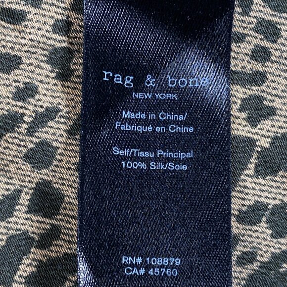 Rag & Bone 100% Silk Karen Wrap Dress Women's 8 Olive Leopard Print NWT - Picture 8 of 15
